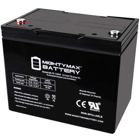 Mighty Max Battery 12V 75Ah Internal Thread Battery Replaces Werker WKA12-80C-FR MAX3970832